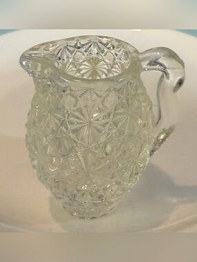 Vintage Pressed Glass Creamer Miniature Pitcher Daisy & Button by Smith Glass